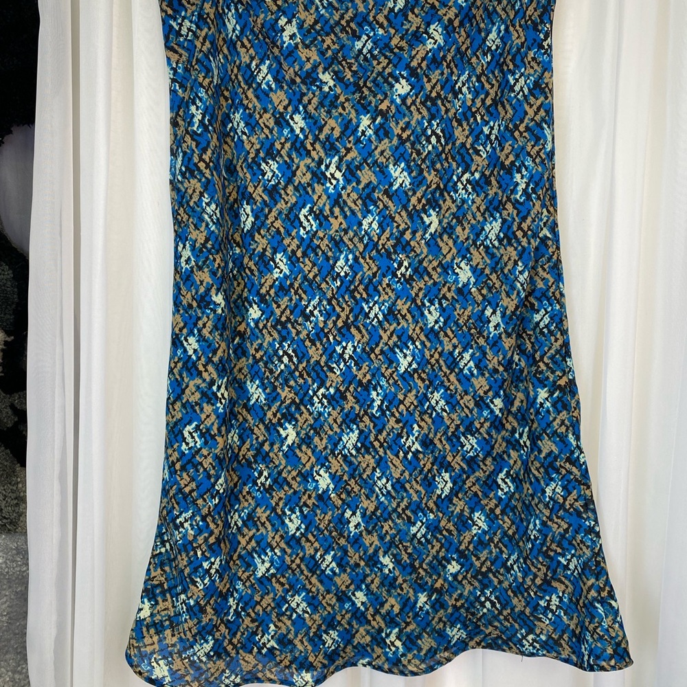 Blue and Brown Patterned Women's Skirt